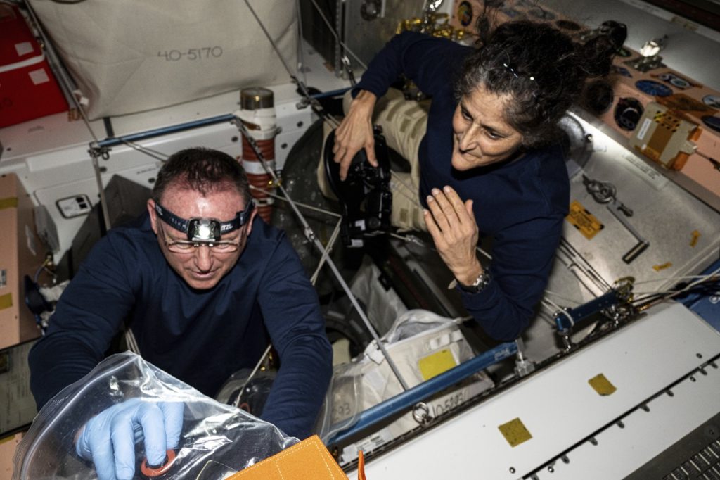 Astronauti Barry Wilmore a Sunita Williamsová na ISS